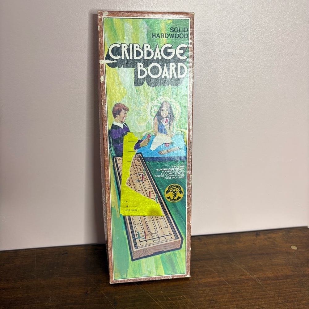💚Vintage Solid Hardwood Cribbage Board